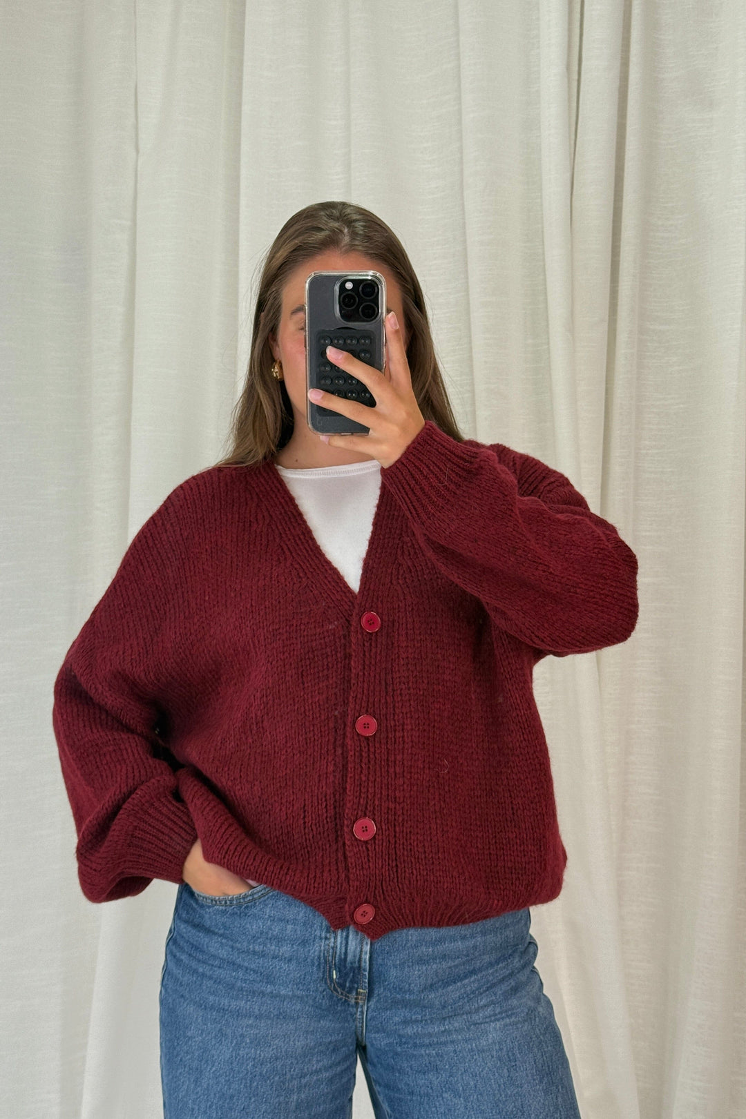A-bee - Amelia Cardigan - Burgundy Cardigans