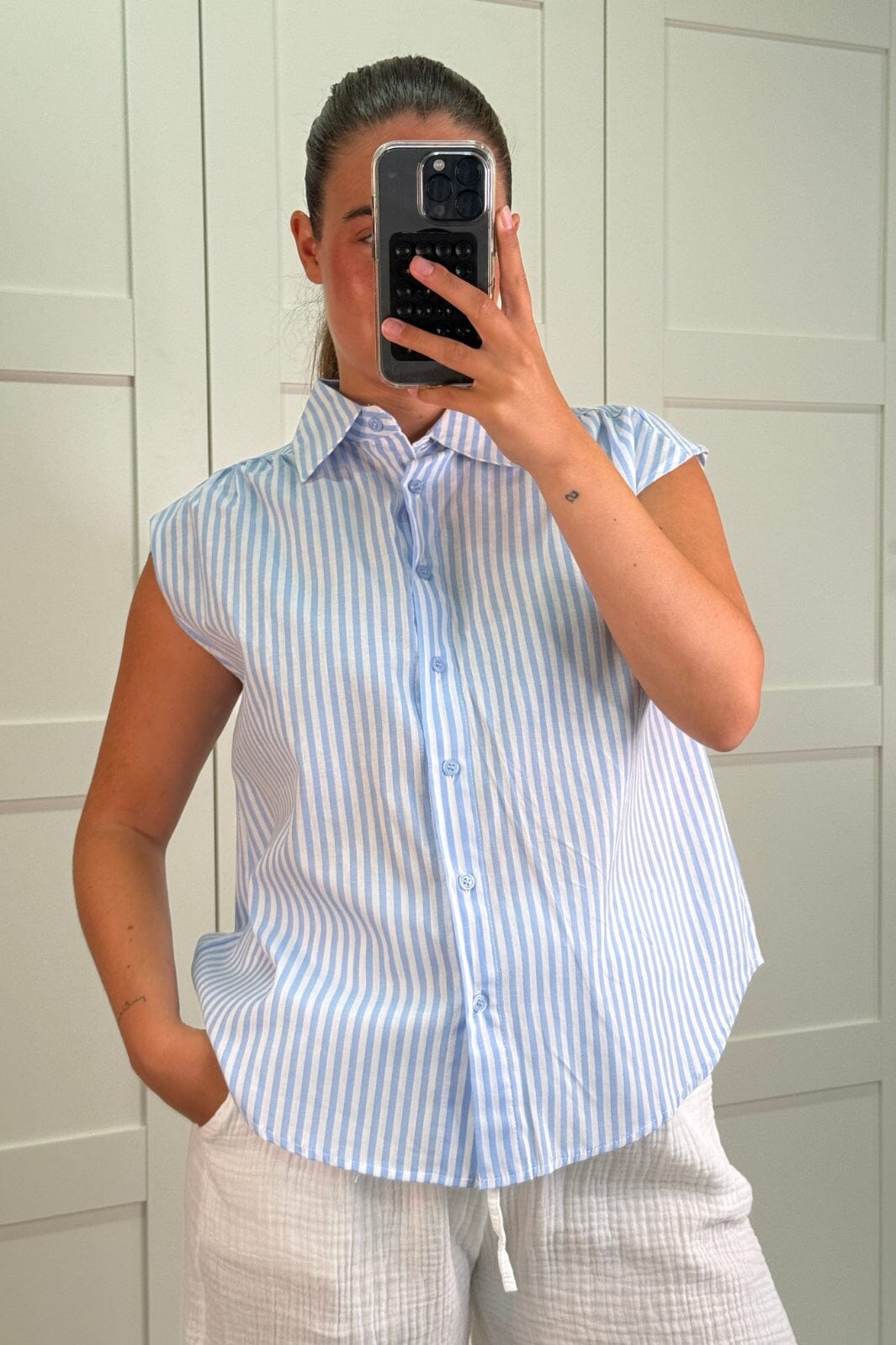 A-bee - Apolline Stripe Top - Blue Toppe