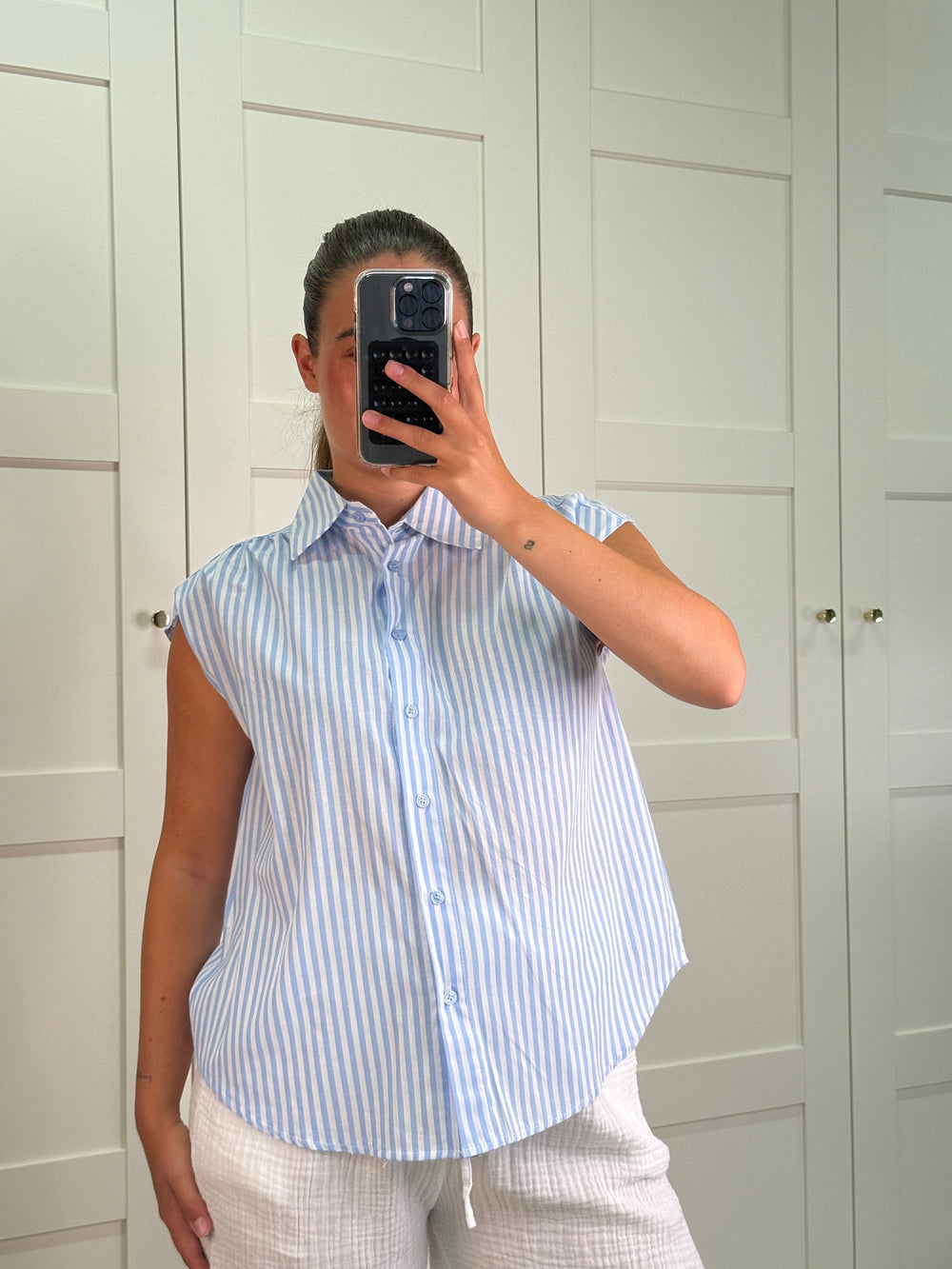 A-bee - Apolline Stripe Top - Blue Toppe