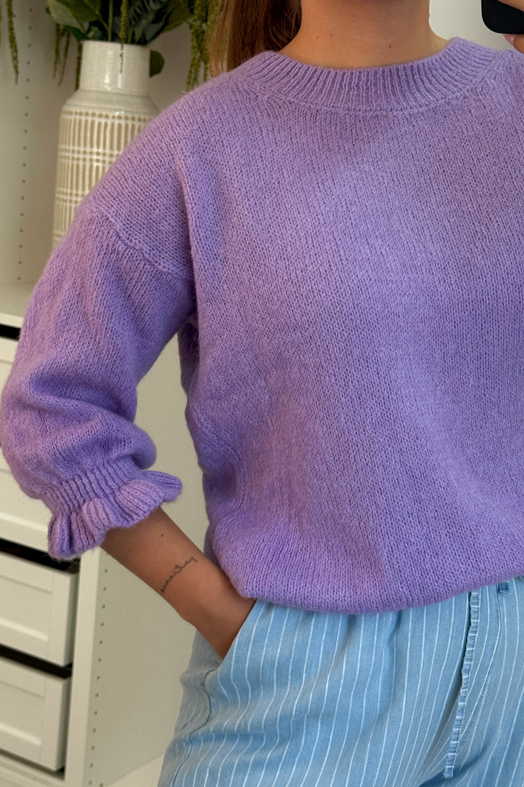 A-bee - Chantal Strikbluse - Lilac Strikbluser