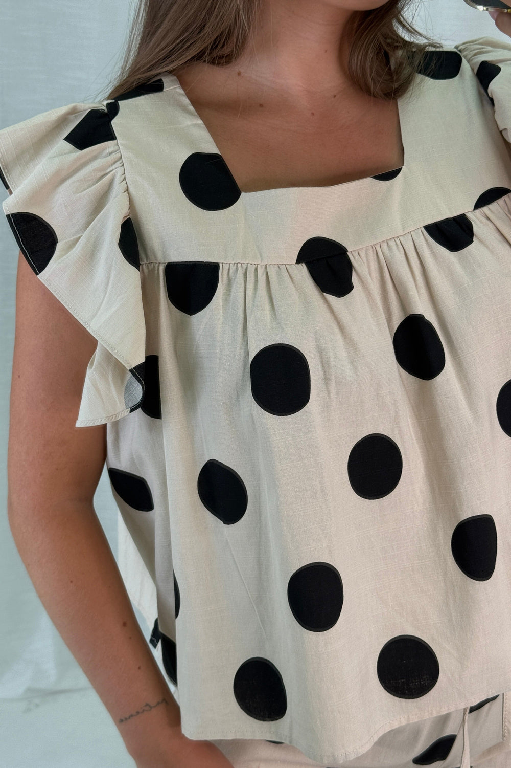 A-bee - Fanny Dot Shirt - Ecru Bluser