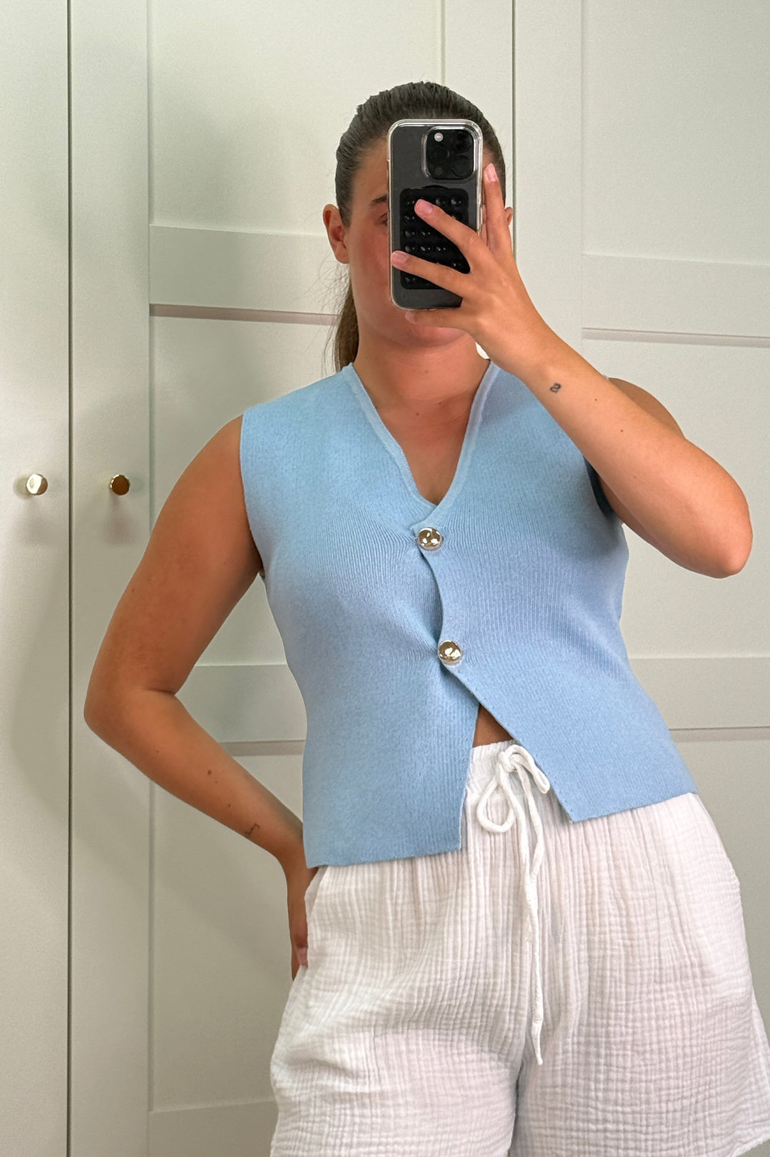 A-bee - Georgia Top - Light Blue Toppe