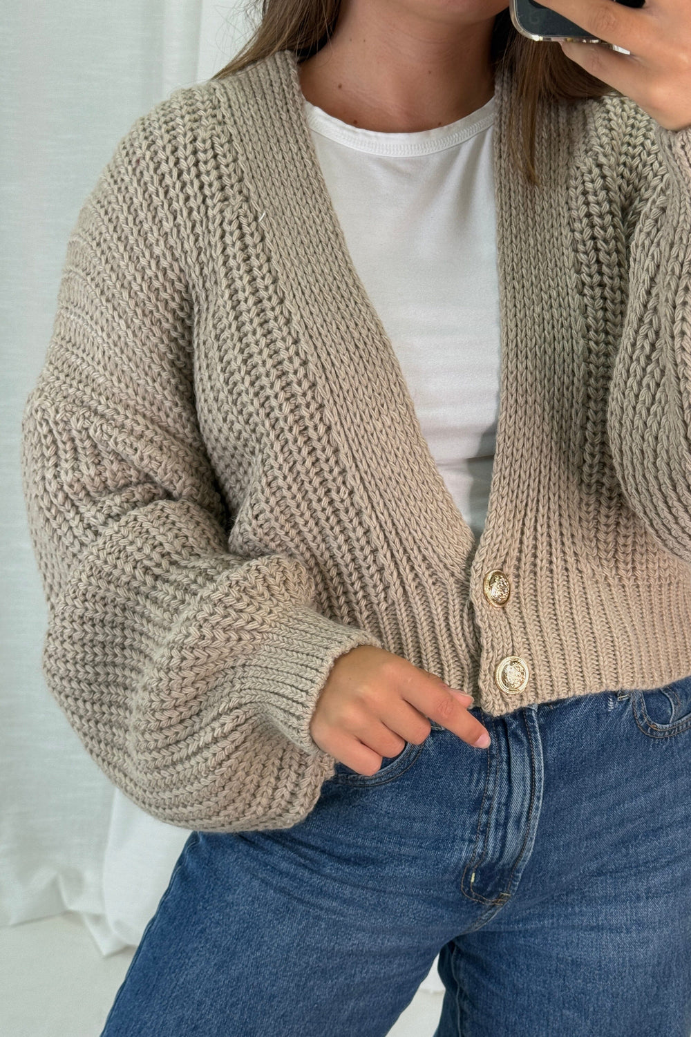 A-bee - Ivy Cardigan - Taupe Cardigans