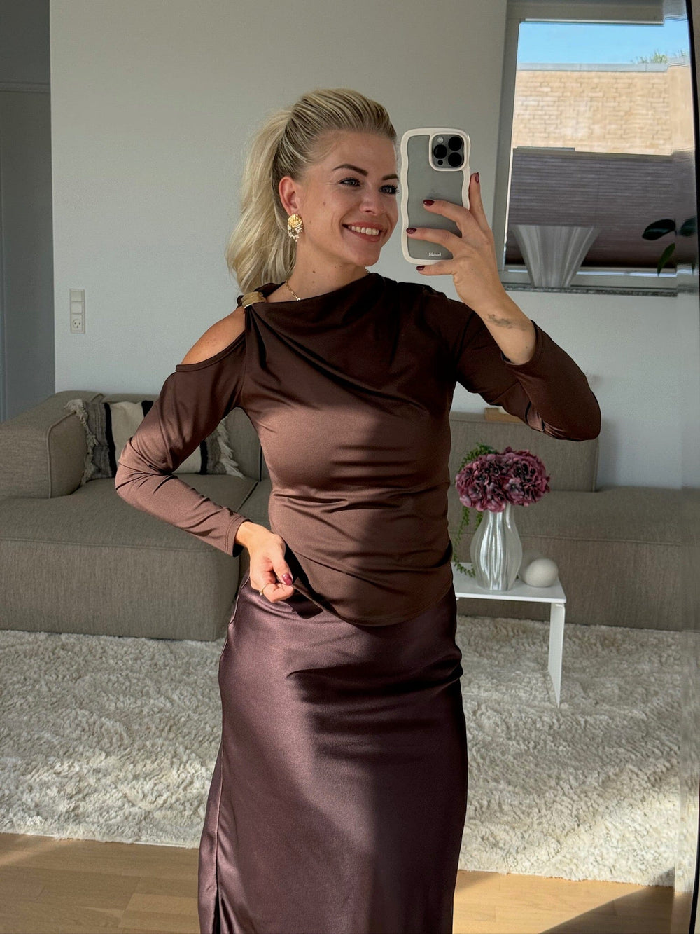 A-bee - Melinda Blouse - Dark Brown Bluser