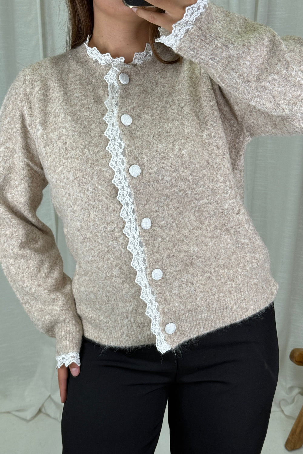 A-bee - Nicolina Knit sweater - Taupe Strikbluser