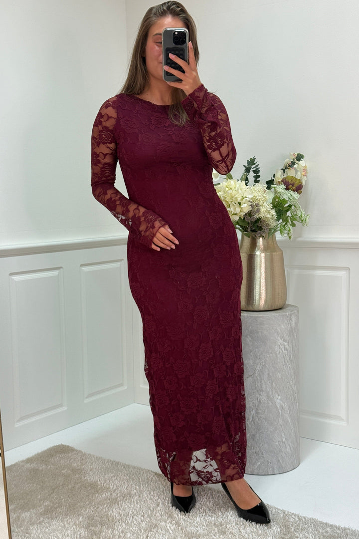 A-bee - Ramona Dress - Burgundy Kjoler