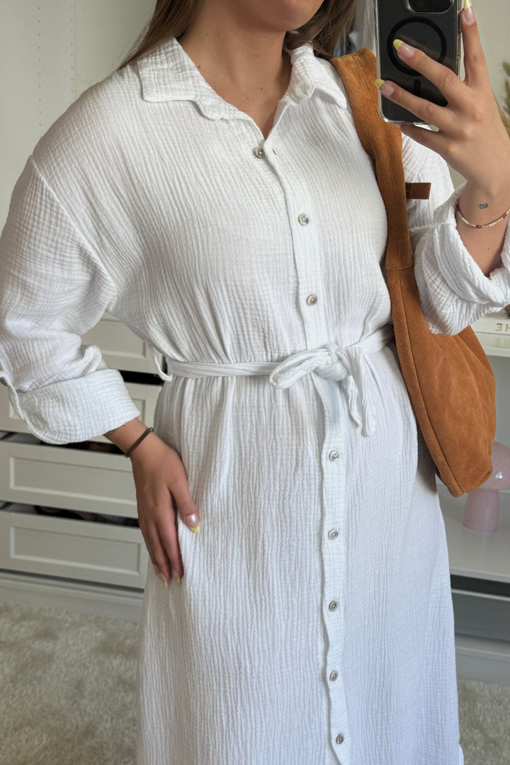 A-bee - Sabina Dress - White Kjoler