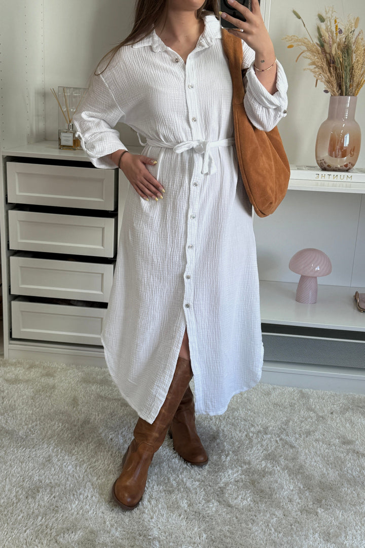 A-bee - Sabina Dress - White Kjoler
