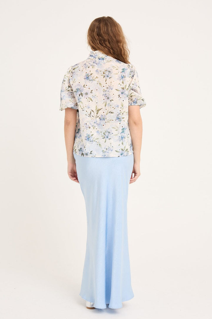 A-View - Grete S/S Blouse AV6057 - 144 - White/Blue