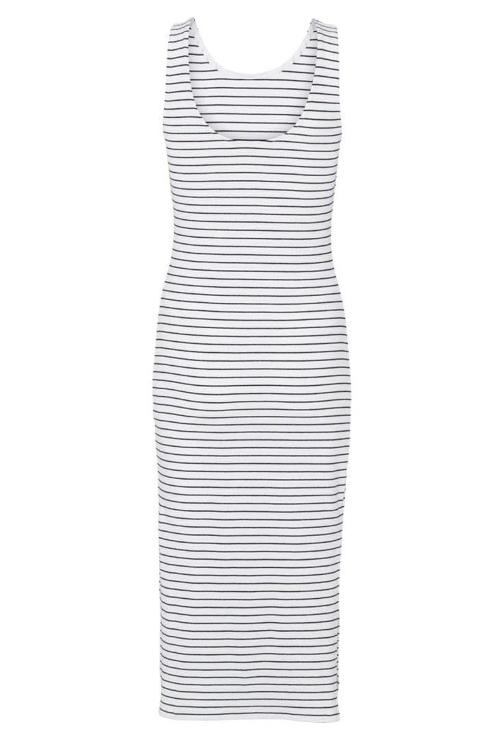 Basic Apparel - Ludmilla Openback Dress - 702 Bright White / Black Kjoler