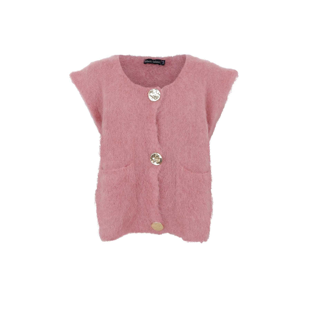 Black Colour - Bcbjoerk Knitted Button Vest 1217 - Winter Rose Strikbluser