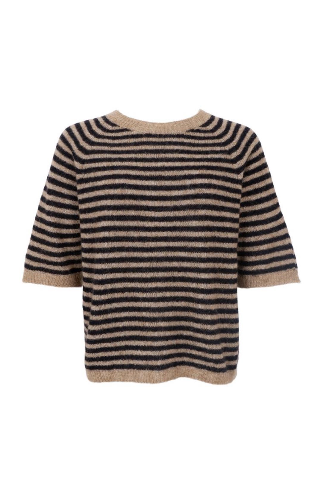 Black Colour - Bcdell Striped Jumper 1214 - Black Strikbluser