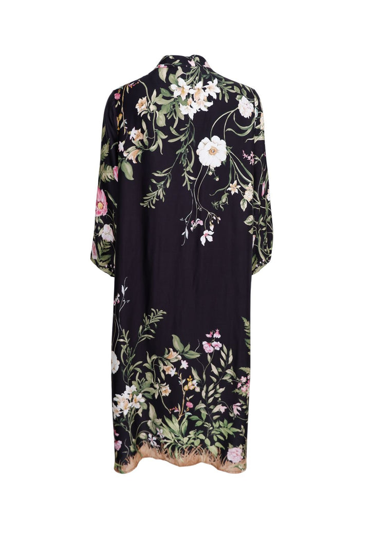 Black Colour - Bczennia Flower Dress 40901 - Black Flower