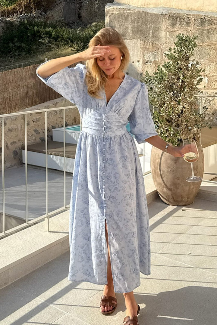 BYIC - Adelic Long Dress A2327 - Soft Blue Blossom