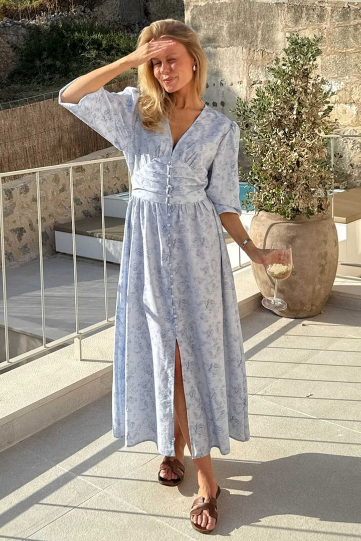 BYIC - Adelic Long Dress A2327 - Soft Blue Blossom