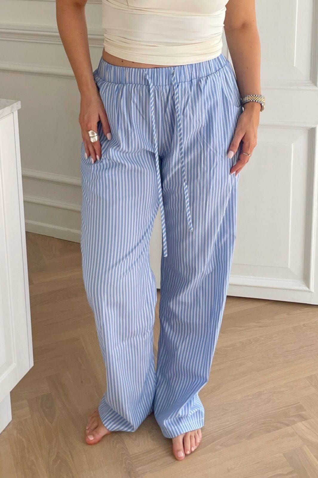 BYIC - Hannah Pants White Stripes - Blue