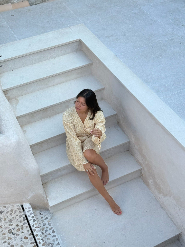 BYIC - Ofeliaic Wrap Dress A23934 - Yellow Flower Print Kjoler