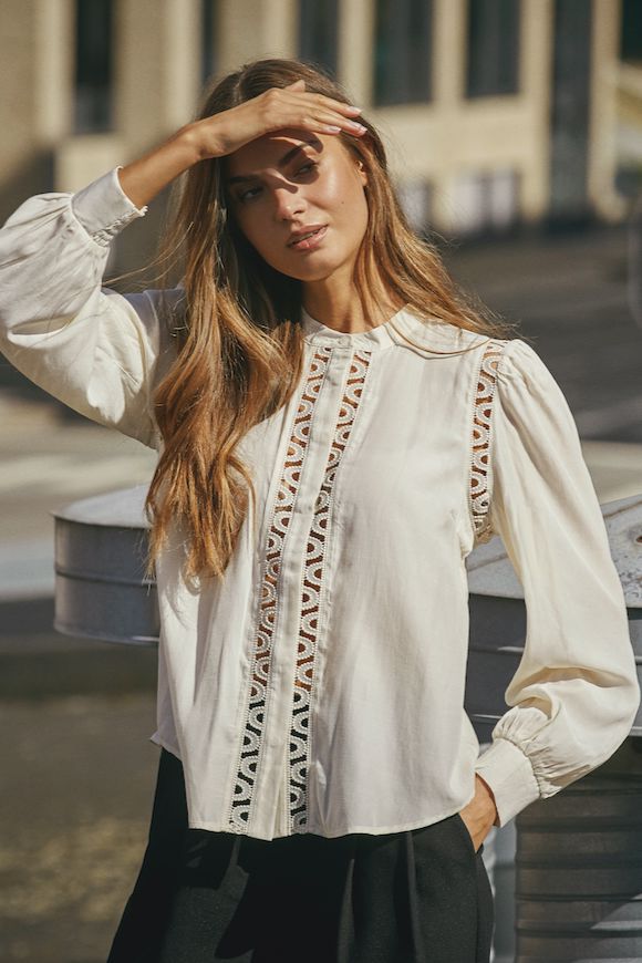 Co´Couture - Ailacc Lace Shirt 35867 - 11 - Off White Skjorter