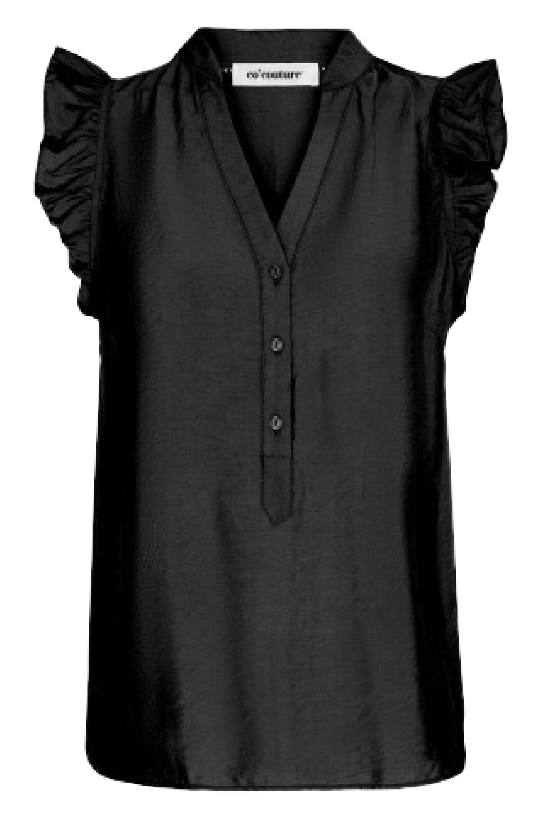 Co´couture - Callumcc Frill Top 35162 - 96 Black Skjorter