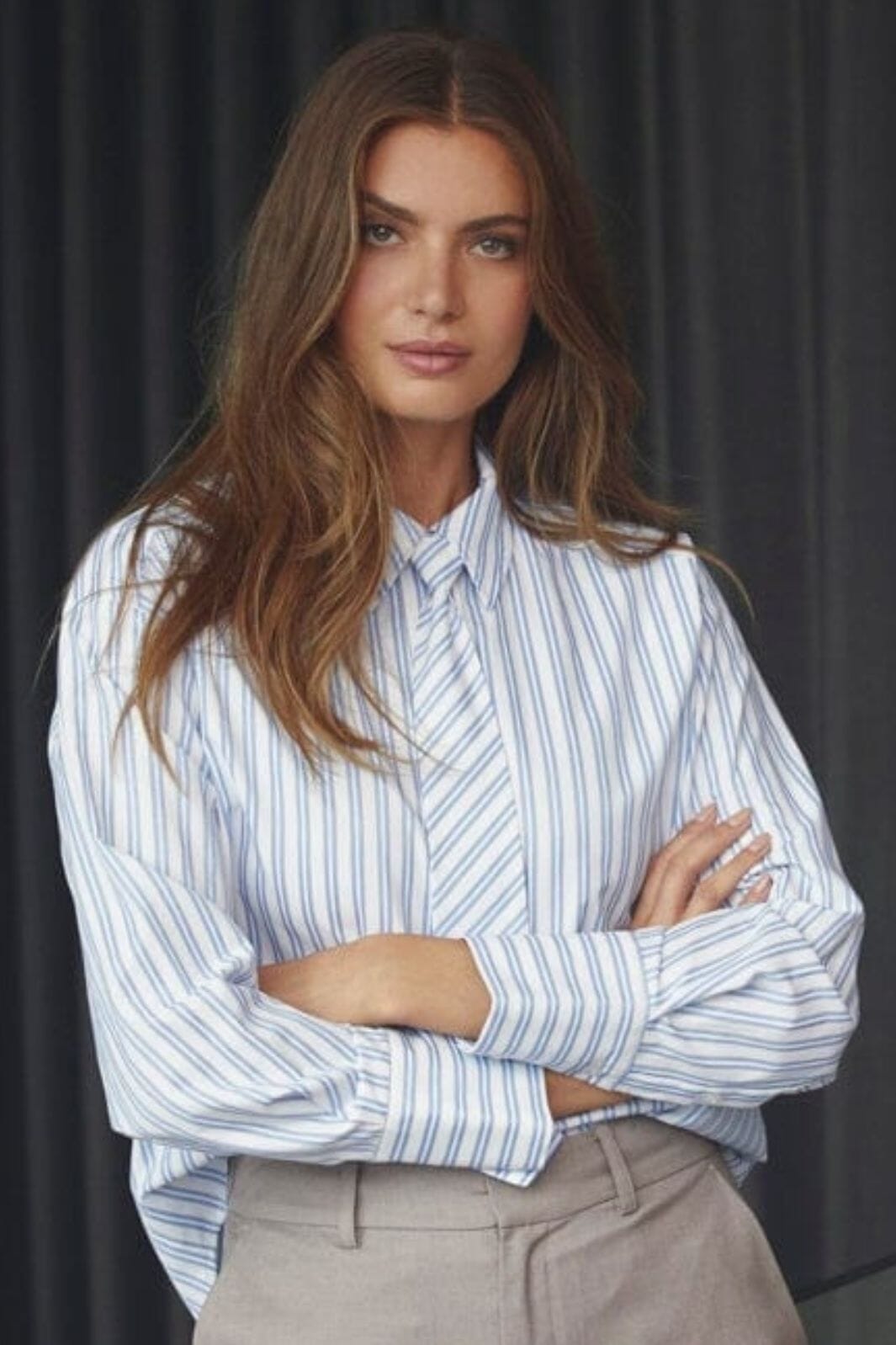 Co´Couture - Devincc Stripe Tie Shirt 45018 - 17 - Blue Skjorter