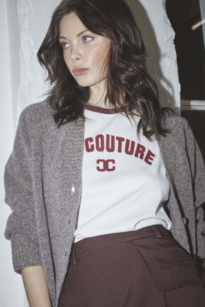 Co´Couture - Edgecc Block Tee 33169 - 1187 - Offwhite Winered