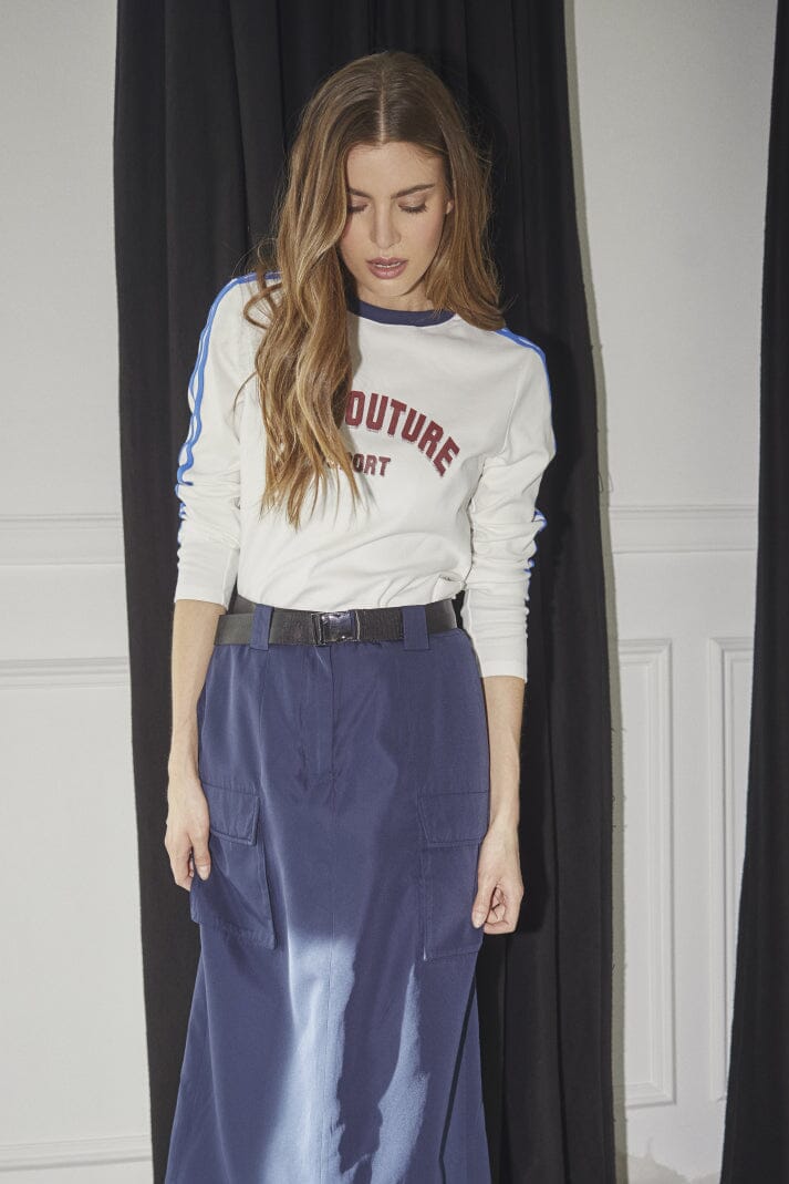 Co´Couture - Edgecc Sport Ls Tee 33191 - 1117 - Off-White Blue T-shirts