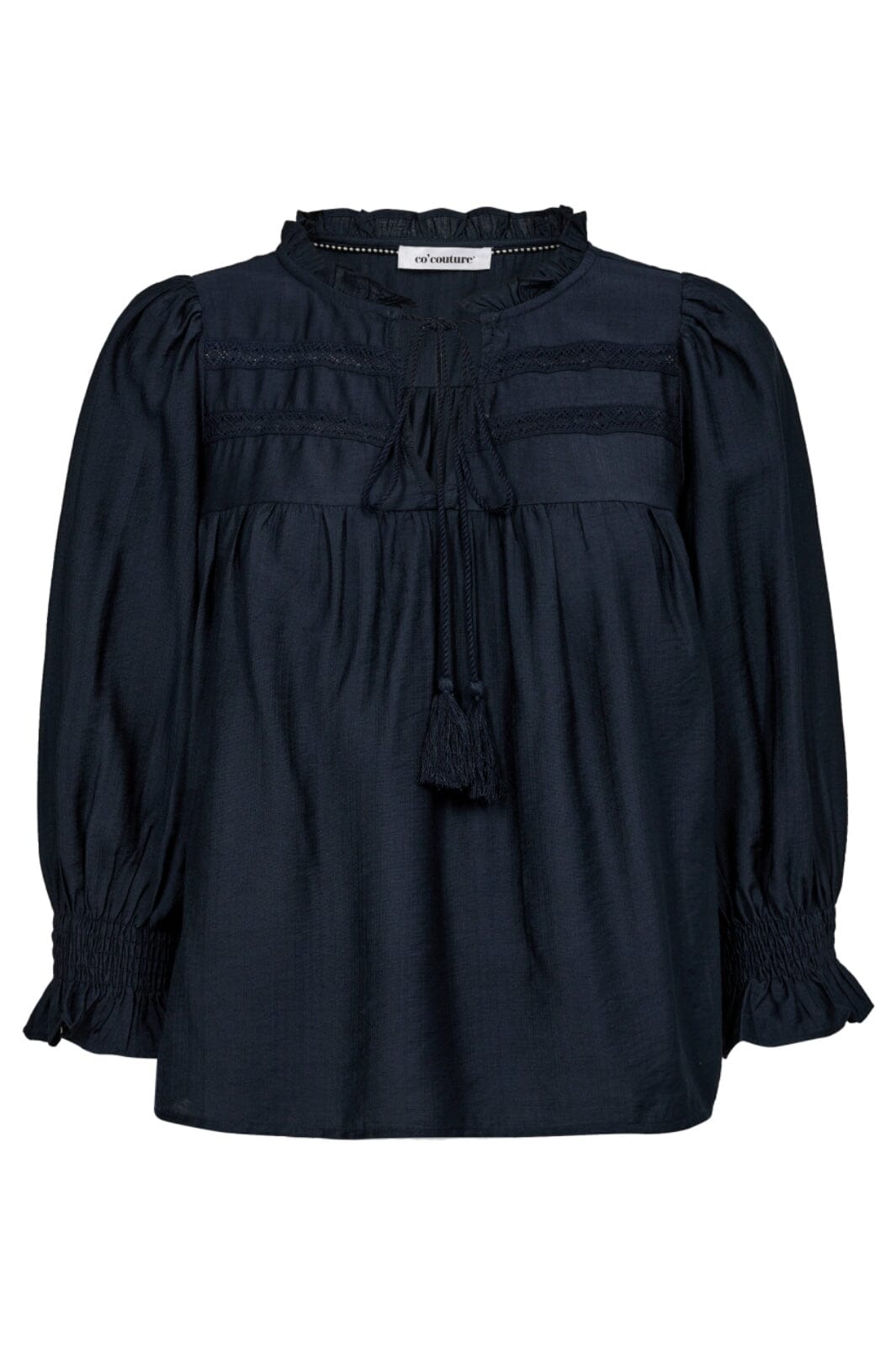 Co´couture - Heracc Tie Lace Ss Blouse 35536 - 61 Ink Skjorter