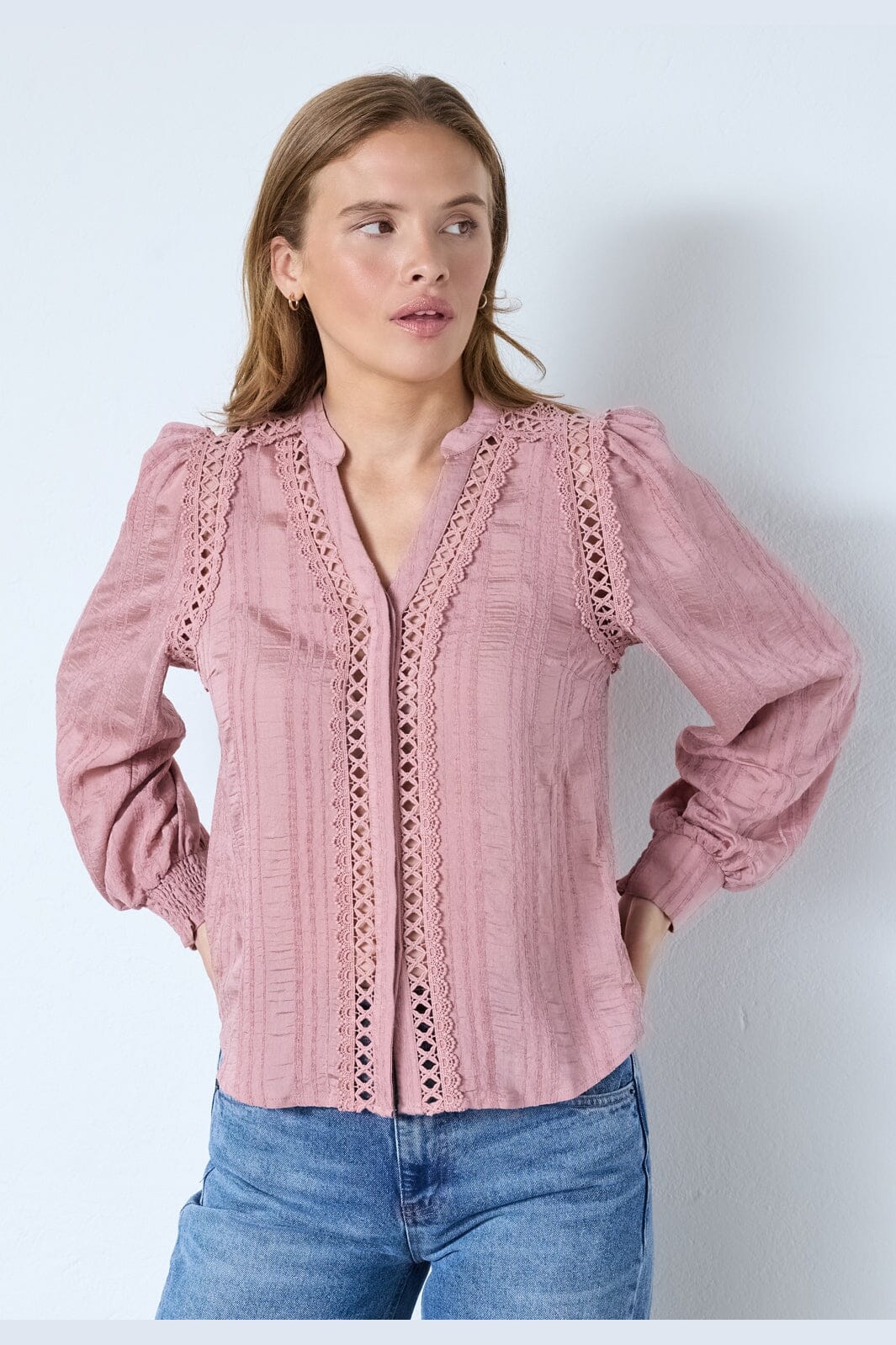 Co´Couture - Kesicc Lace V-Shirt 45025 - 103 - Old Rose