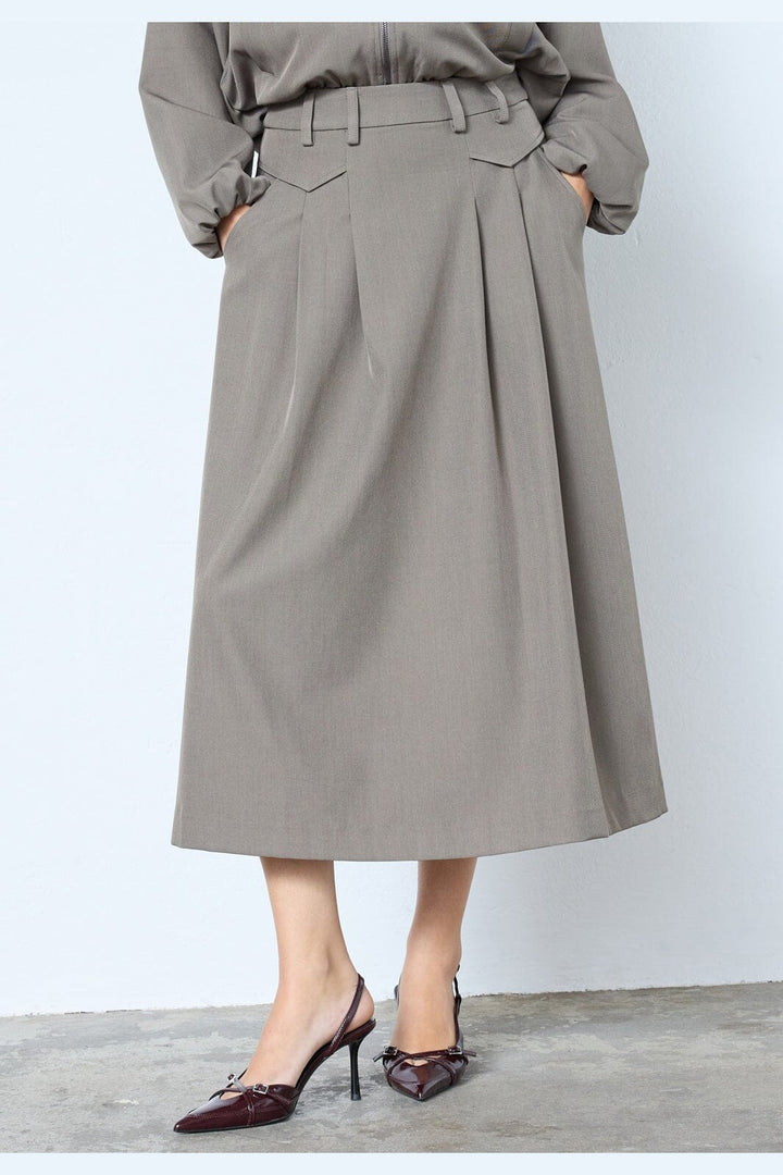 Co´Couture - Lunacc Pocket Pleat Skirt 34222 - 154 - Walnut