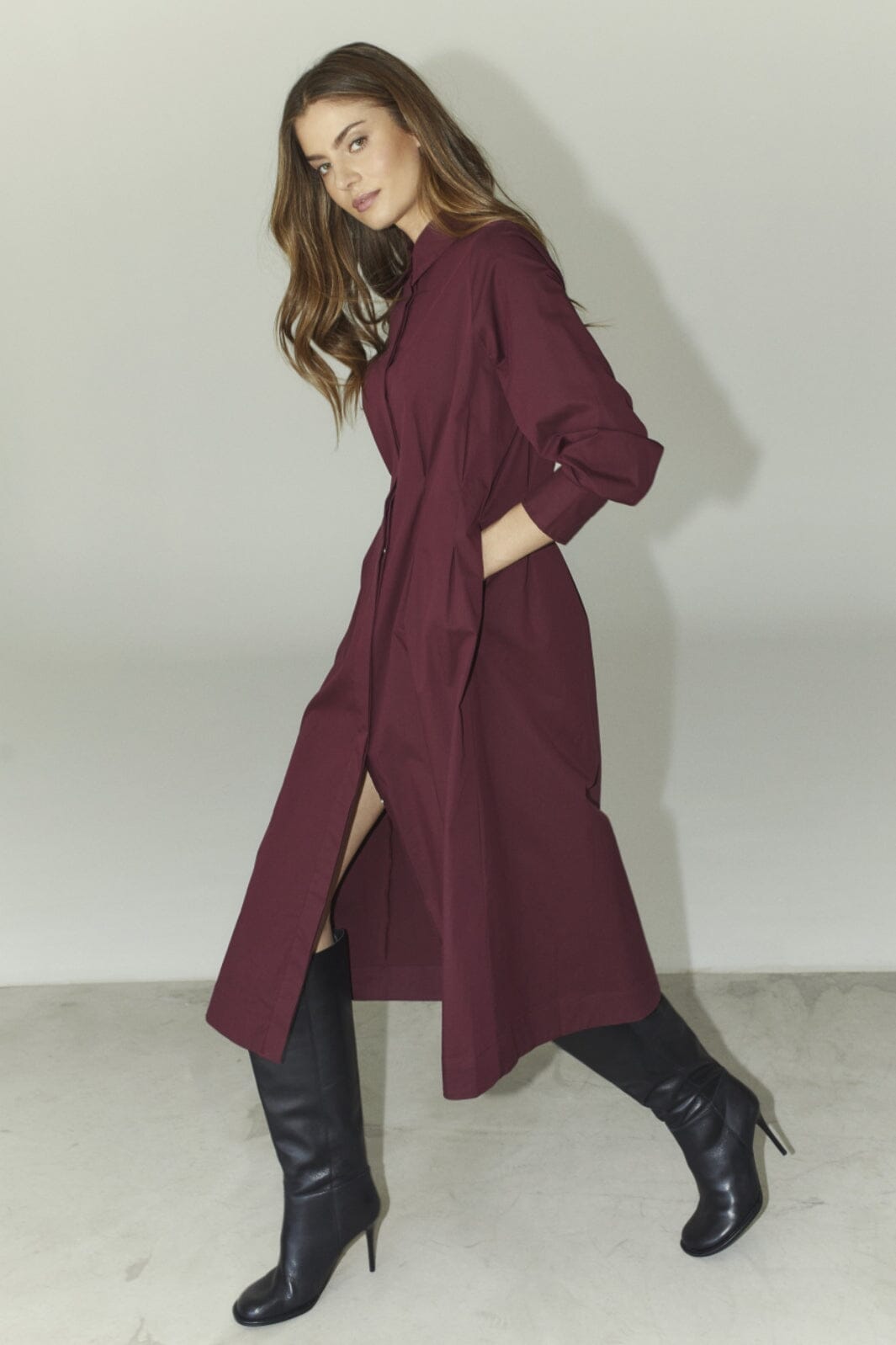Co´Couture - Poppycc Shirt Long Dress 36526 - 87 - Winered Skjorter