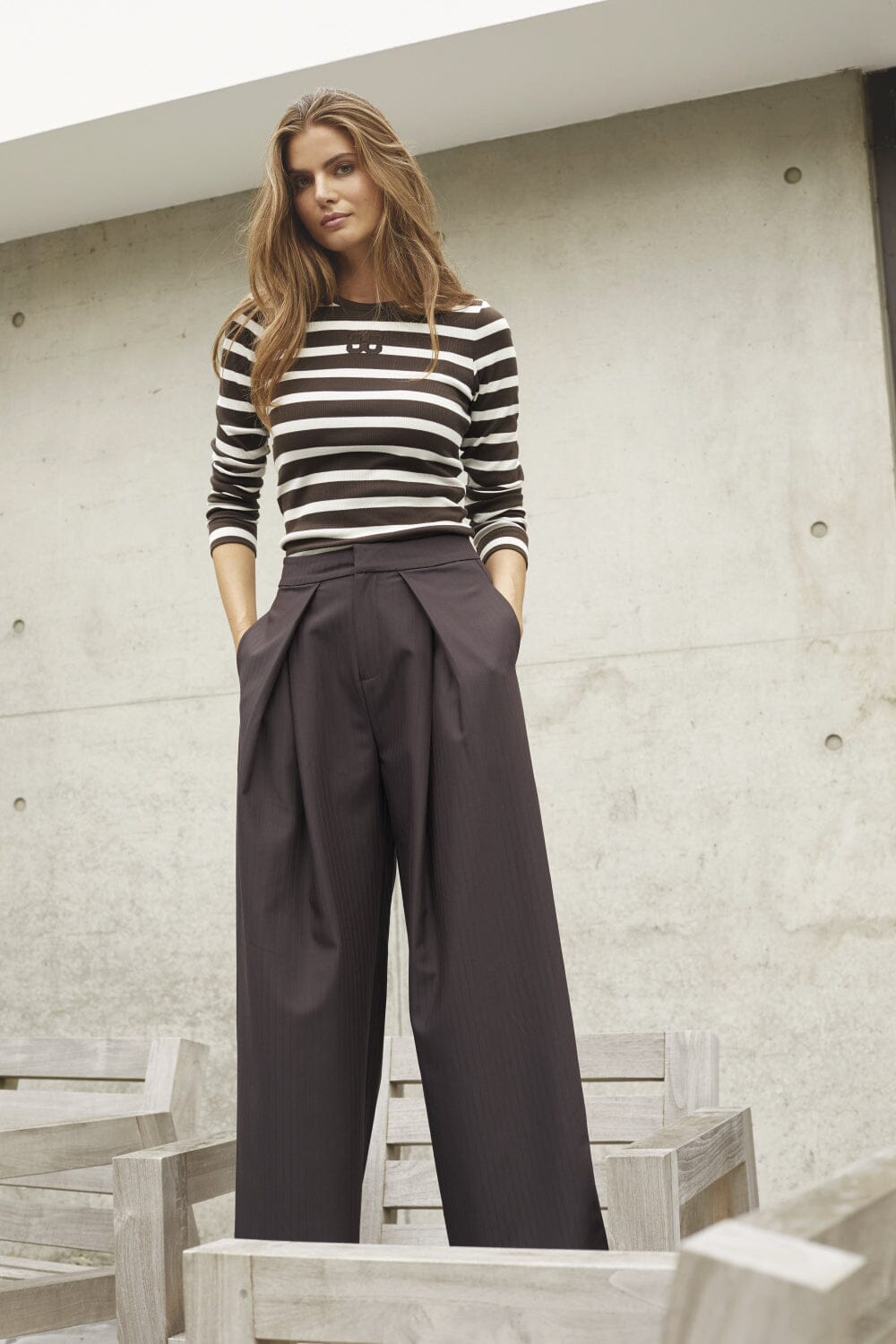 Co´Couture - Zellacc Pleat Pant 41041 - 145 - Dark Brown Bukser