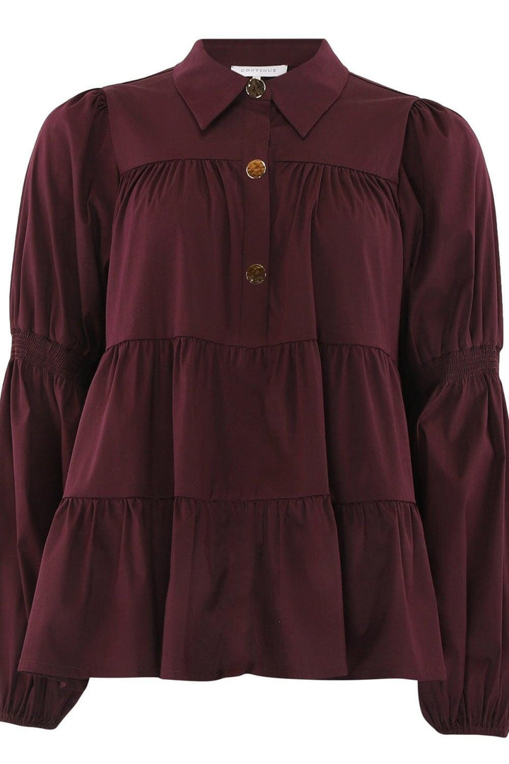 Continue - Sanna Gold Buttons 15085 - Bordaux Bluser