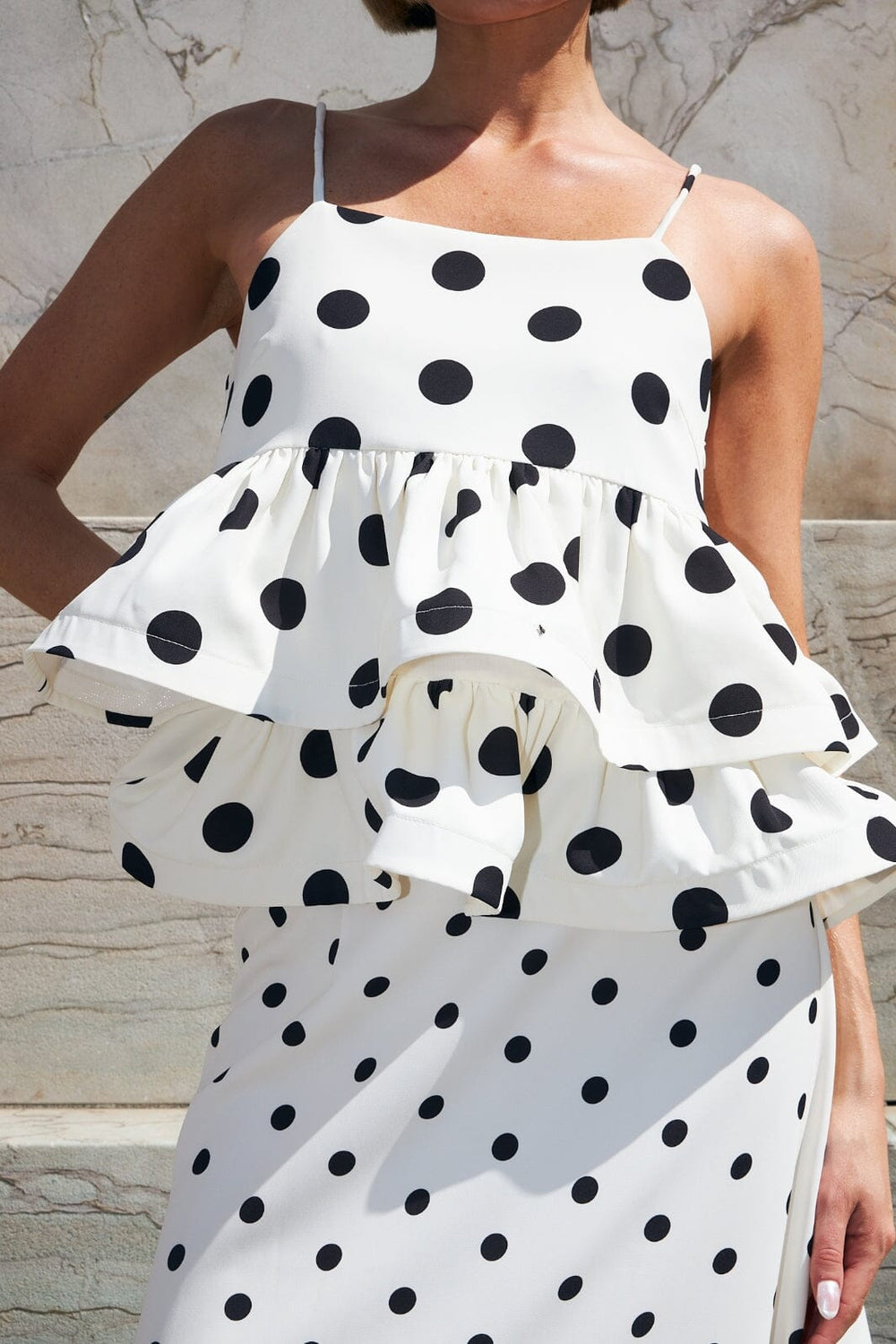 Cras - Joselle Top CE1038 - 8141 - 8141 White Polka Grande