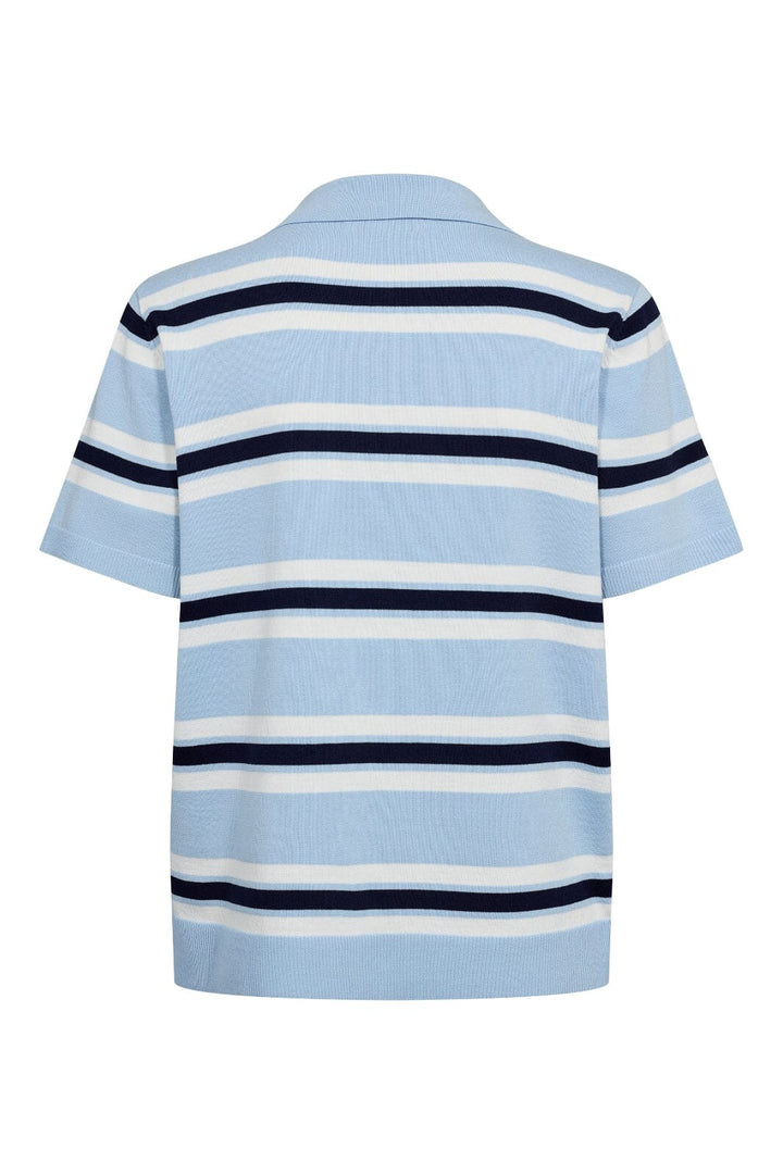 A-VIEW - Polo Stripe Knit Blouse AV5060 - 100 - Light Blue/White Stripe
