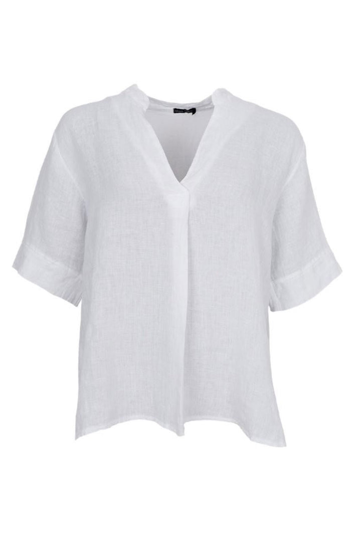 Forudbestilling - Black Colour - Bcmelina Ss Linen Blouse 40842 - White Bluser