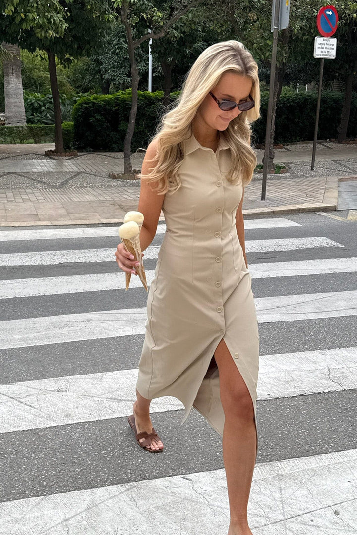 Forudbestilling - BYIC - Daisyic Long Dress A23797 - Beige Kjoler