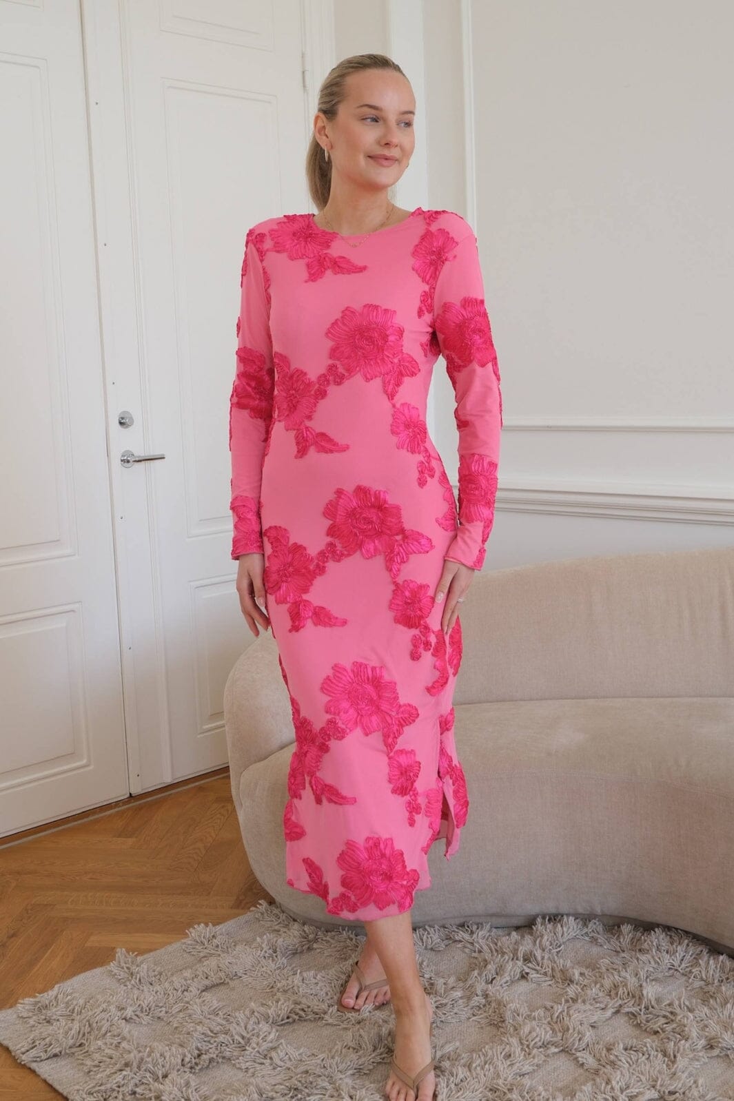 BYIC - Eliseic Mesh Dress A23914 - Fuchsia Pink Flower