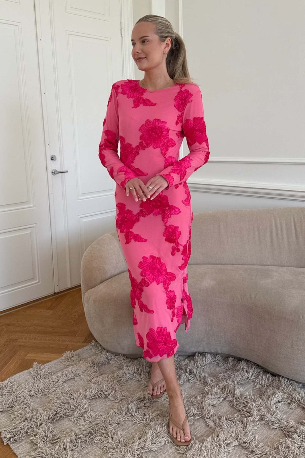 BYIC - Eliseic Mesh Dress A23914 - Fuchsia Pink Flower