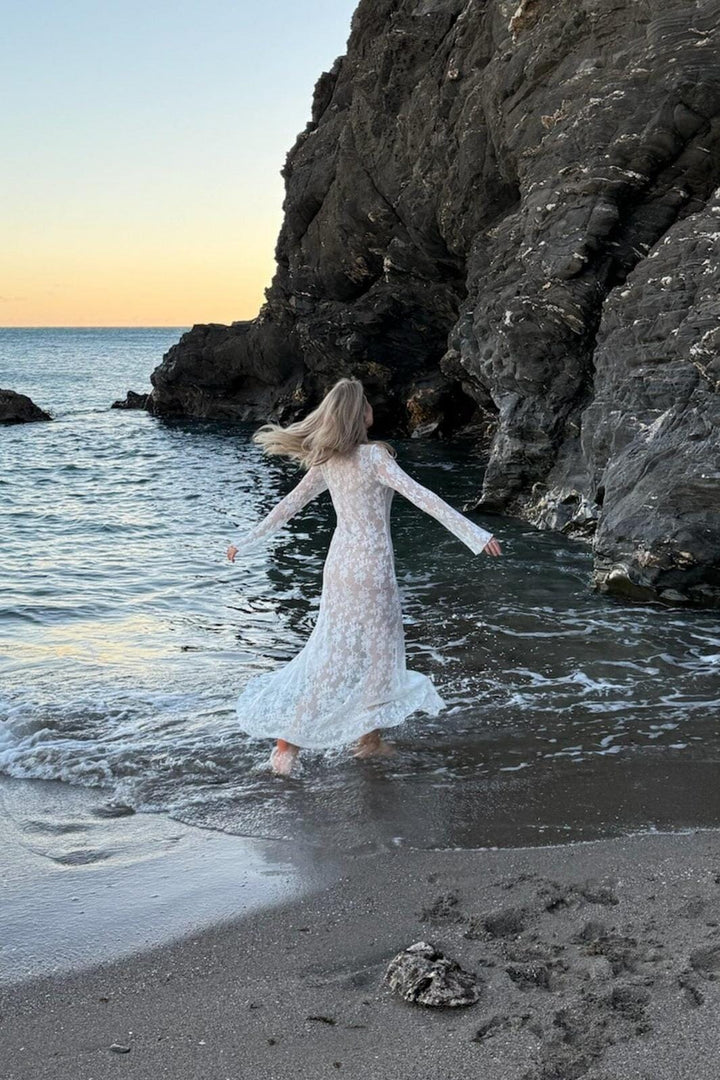 Forudbestilling - BYIC - Ivyic Long Dress 2612 - White Lace Kjoler