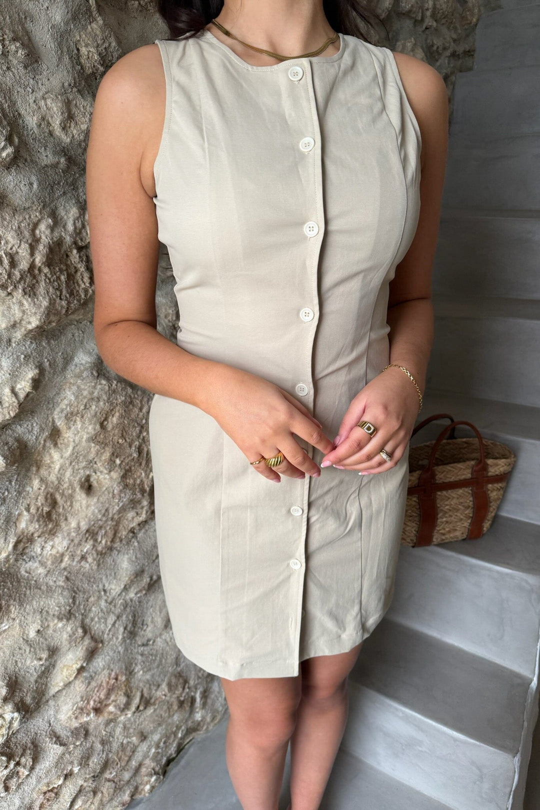 Forudbestilling - BYIC - Mayic Dress A23804 - Beige Kjoler