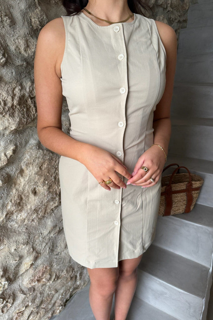 Forudbestilling - BYIC - Mayic Dress A23804 - Beige Kjoler