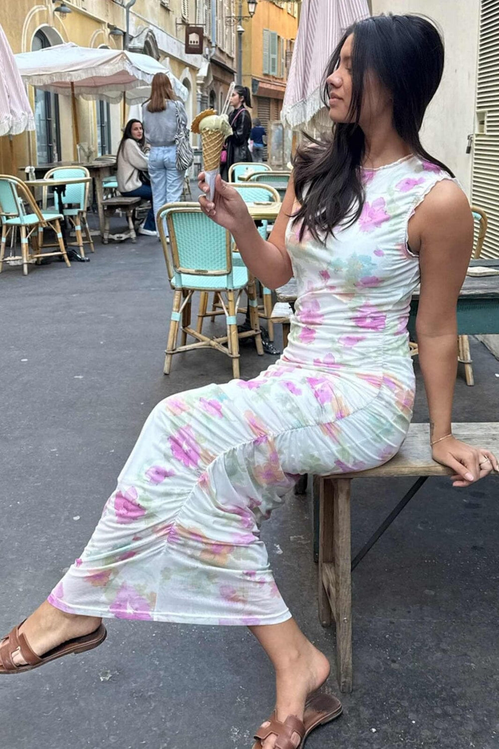 BYIC - Miraic Mesh Dress A23631 - Pink Flower Blush Print