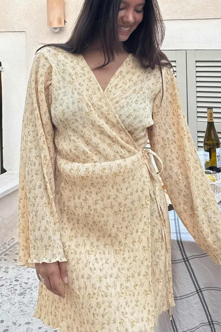 BYIC - Ofeliaic Wrap Dress A23934 - Yellow Flower Print