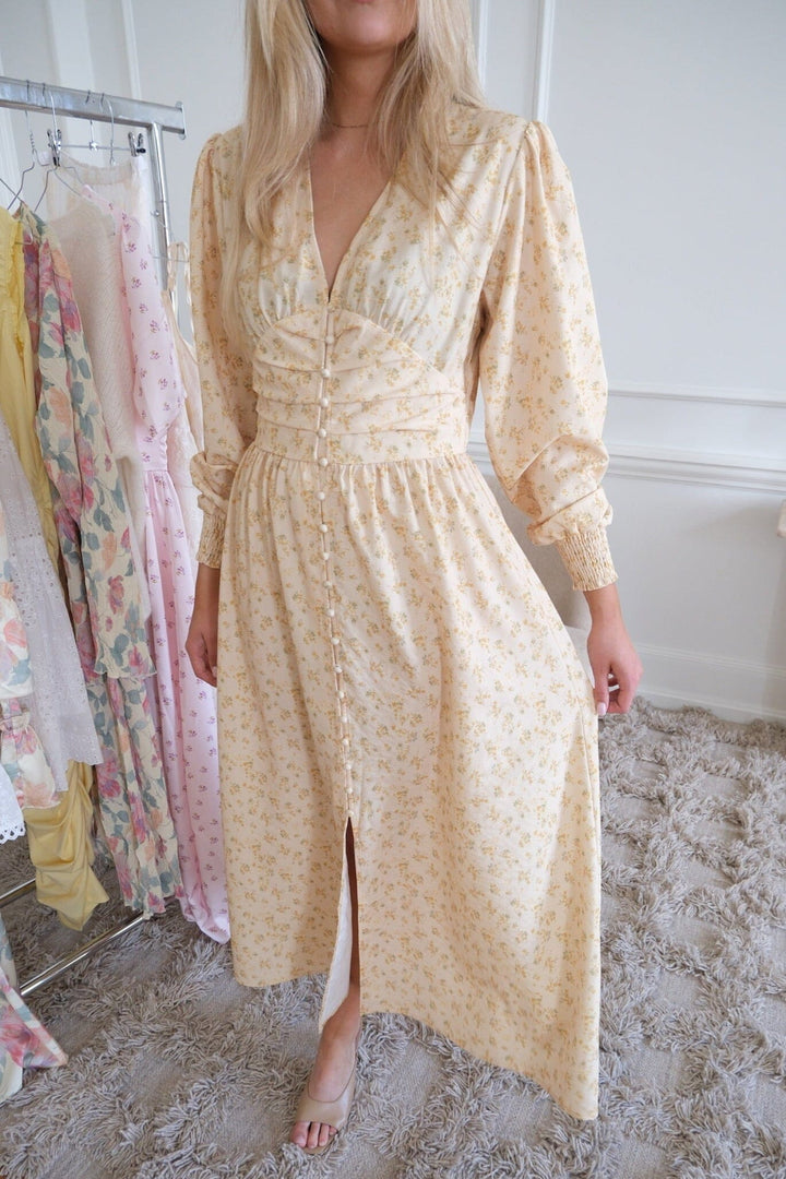 Forudbestilling - BYIC x Molly&My - Adelic Long Dress A2327 - Yellow Flower Print Kjoler