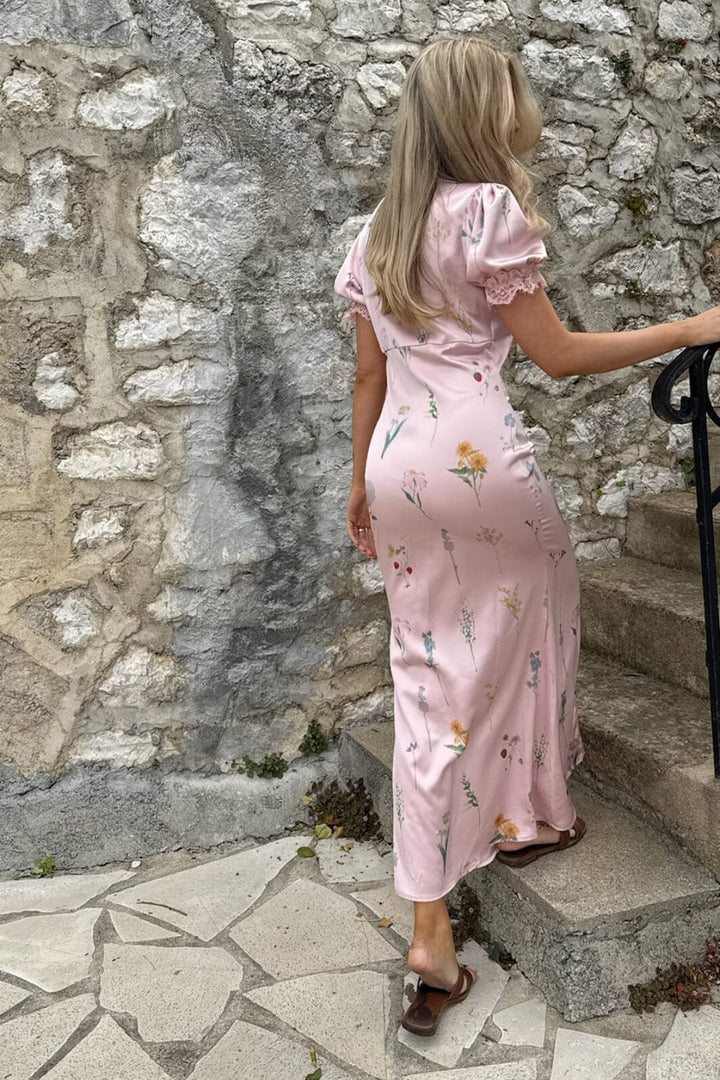 Forudbestilling - BYIC x Molly&My - Agneteic Long Dress A23810 - Pink Flower Print Kjoler