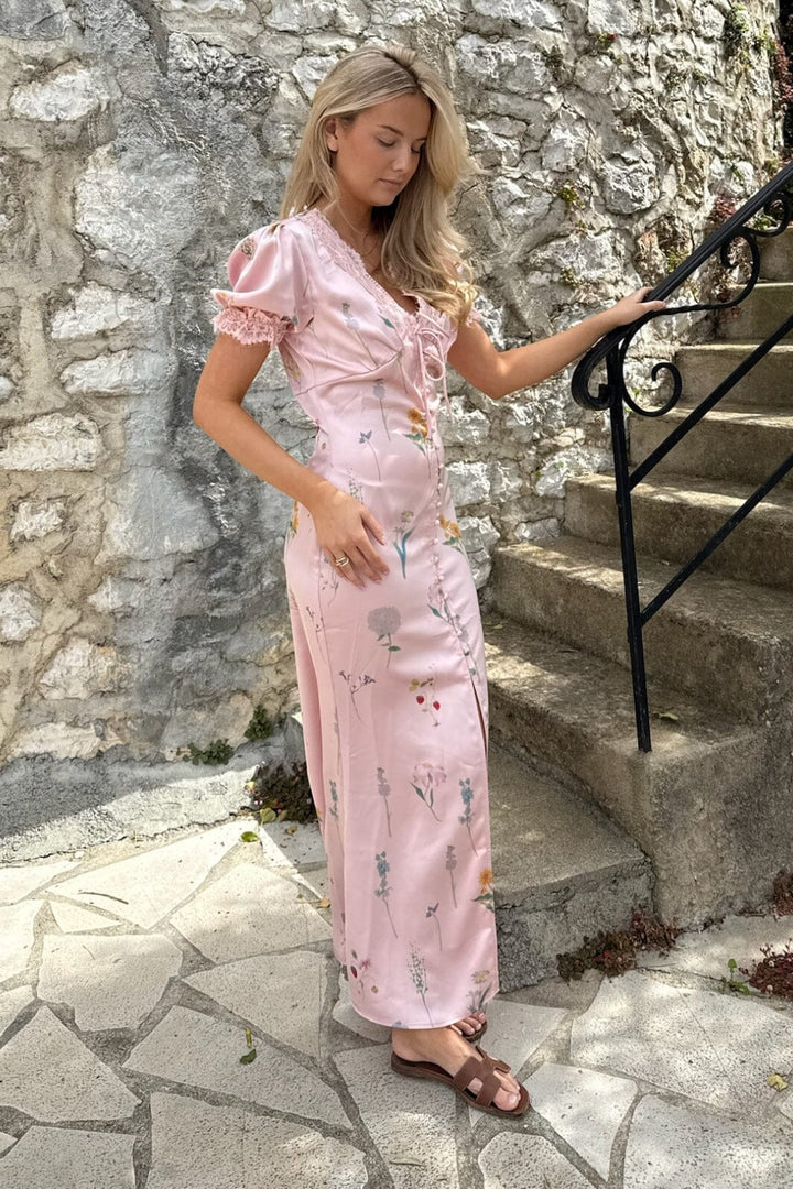 Forudbestilling - BYIC x Molly&My - Agneteic Long Dress A23810 - Pink Flower Print Kjoler