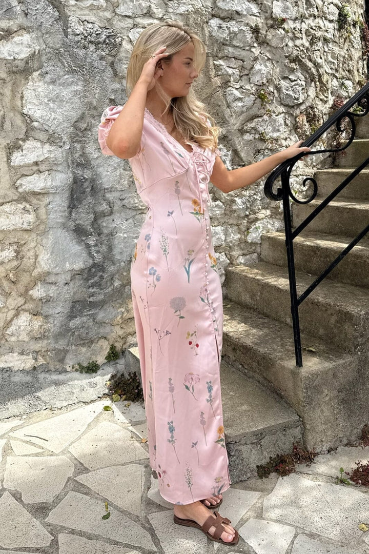 Forudbestilling - BYIC x Molly&My - Agneteic Long Dress A23810 - Pink Flower Print Kjoler