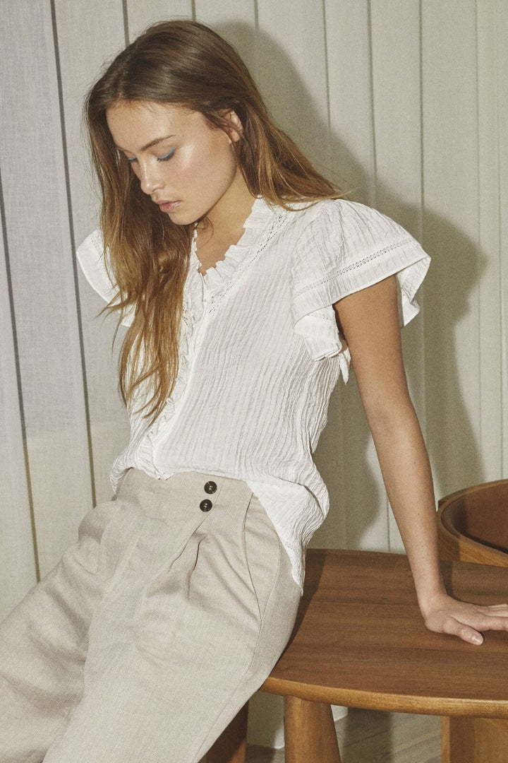 Forudbestilling - Co´Couture - Alisacc Lace Top 35847 - 11 - Off White Skjorter