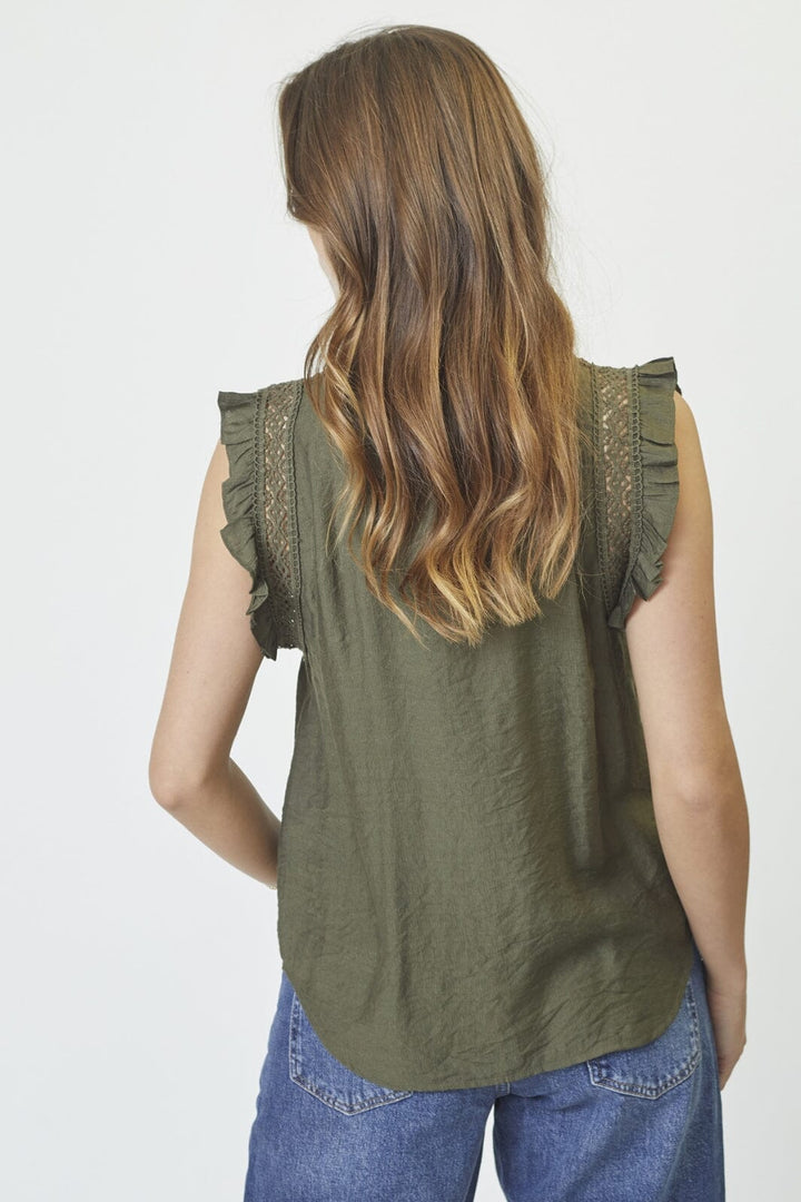 Forudbestilling - Co´Couture - Caryncc Frill Top 35837 - 7555 - Army