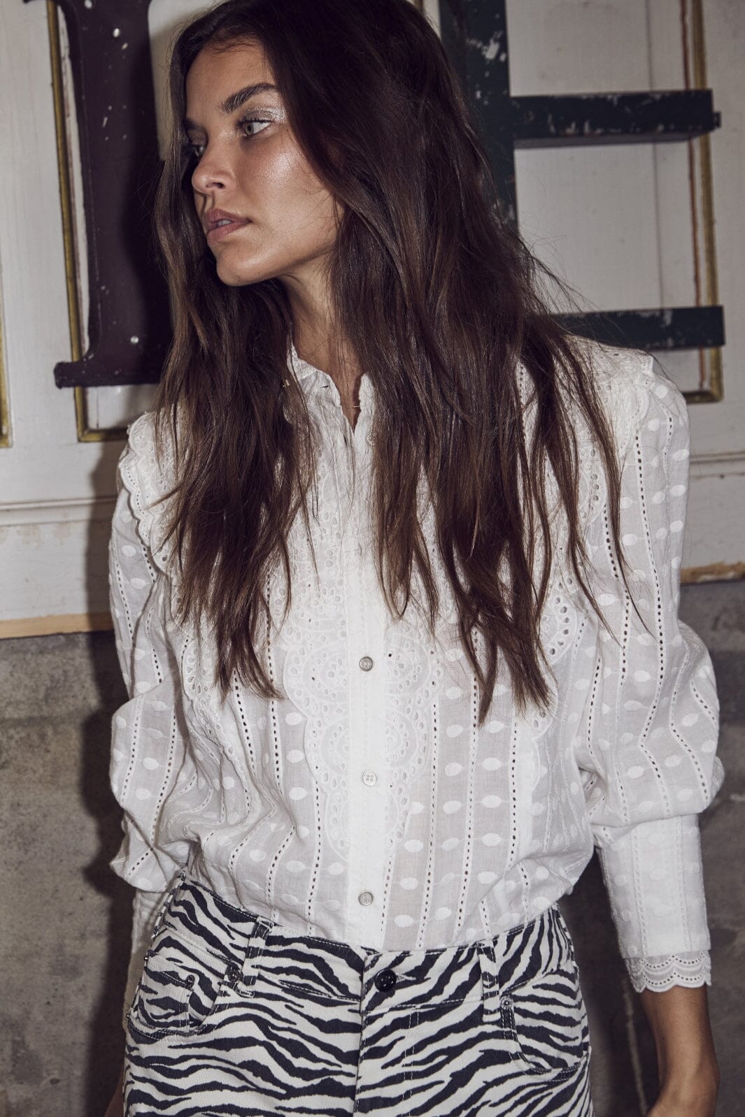 Forudbestilling - Co´couture - Chaincc Dot Anglaise Shirt 35640 - 4000 White Skjorter